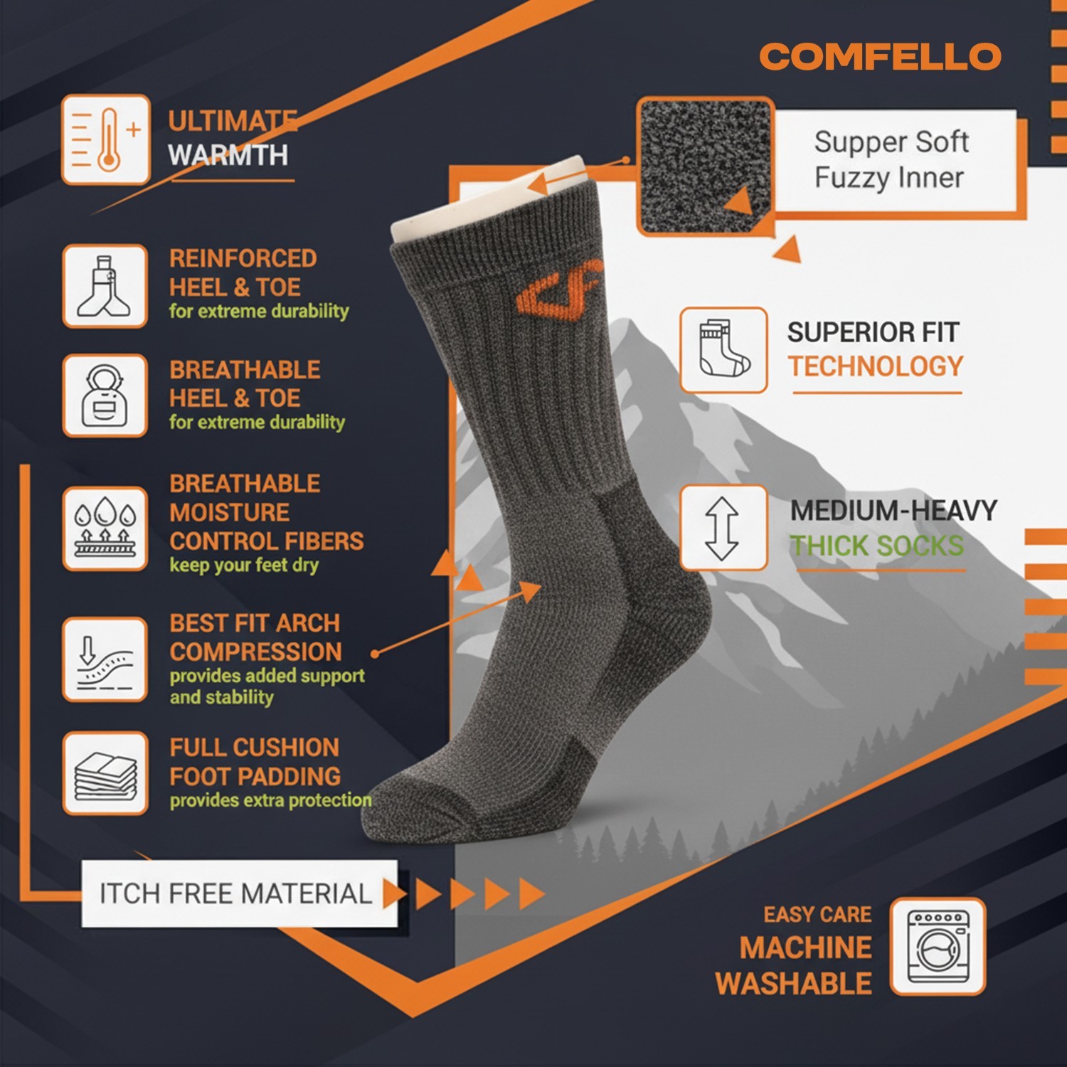 6-12 Pair Merino Lambs Wool Thermal Crew Socks Warm Heavy Duty Winter Boot 10-13