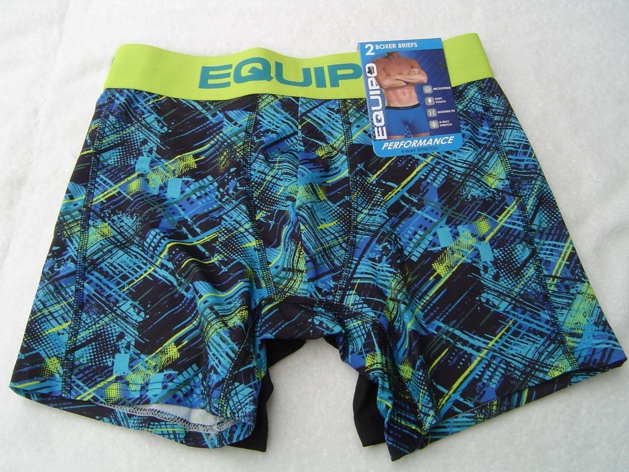 NEW MENS 2 PACK EQUIPO BOXER BRIEFS BLUE/MULTI AND BLACK SIZE SMALL 28-30
