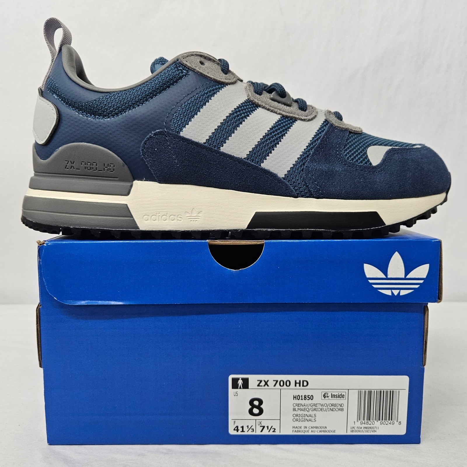 Adidas ZX 700 HD Retro Sneakers H01850 Crew Navy Grey Blue Men’s Size 8