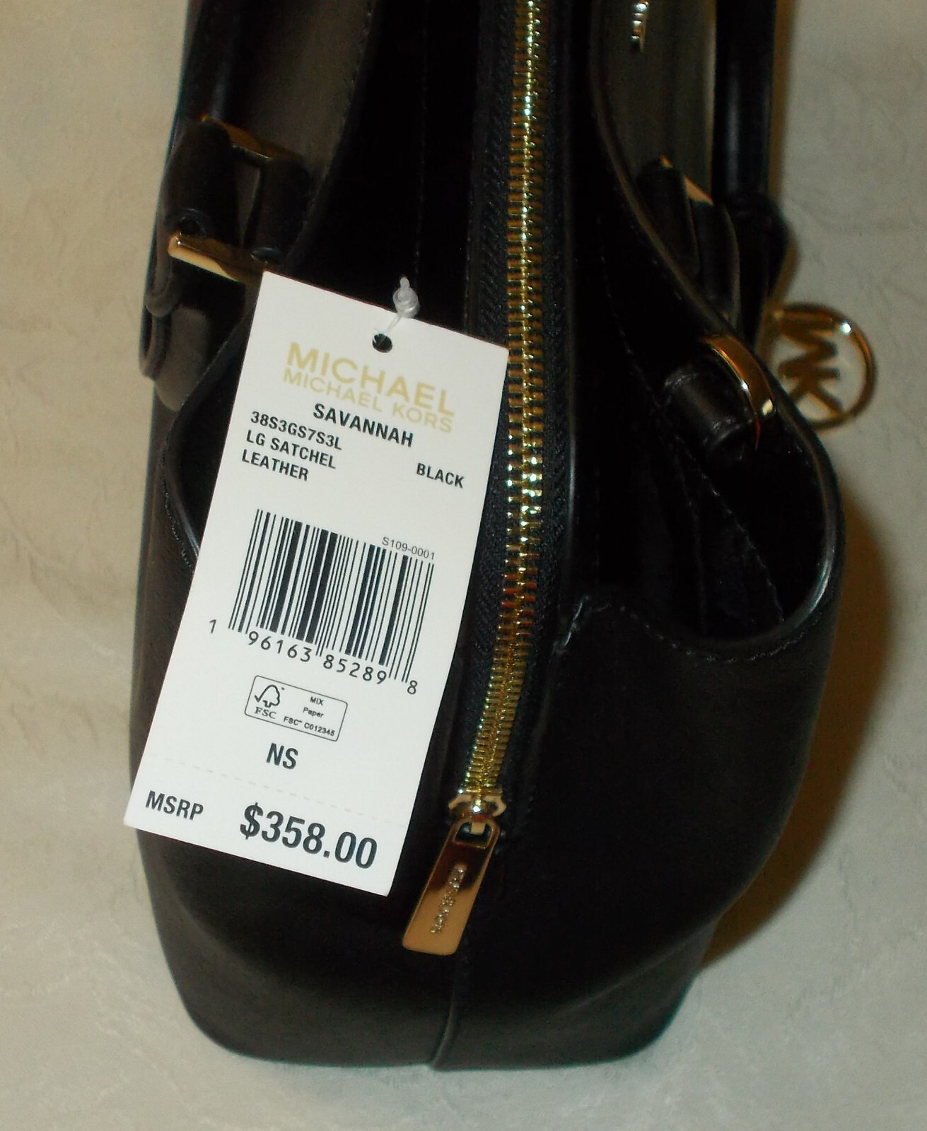 NWT MICHAEL KORS Savannah Large Satchel in Black Saffiano Leather
