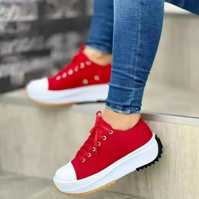 Shoes for Women Classic White Canvas Sneakers Fashion Platform Women Casual