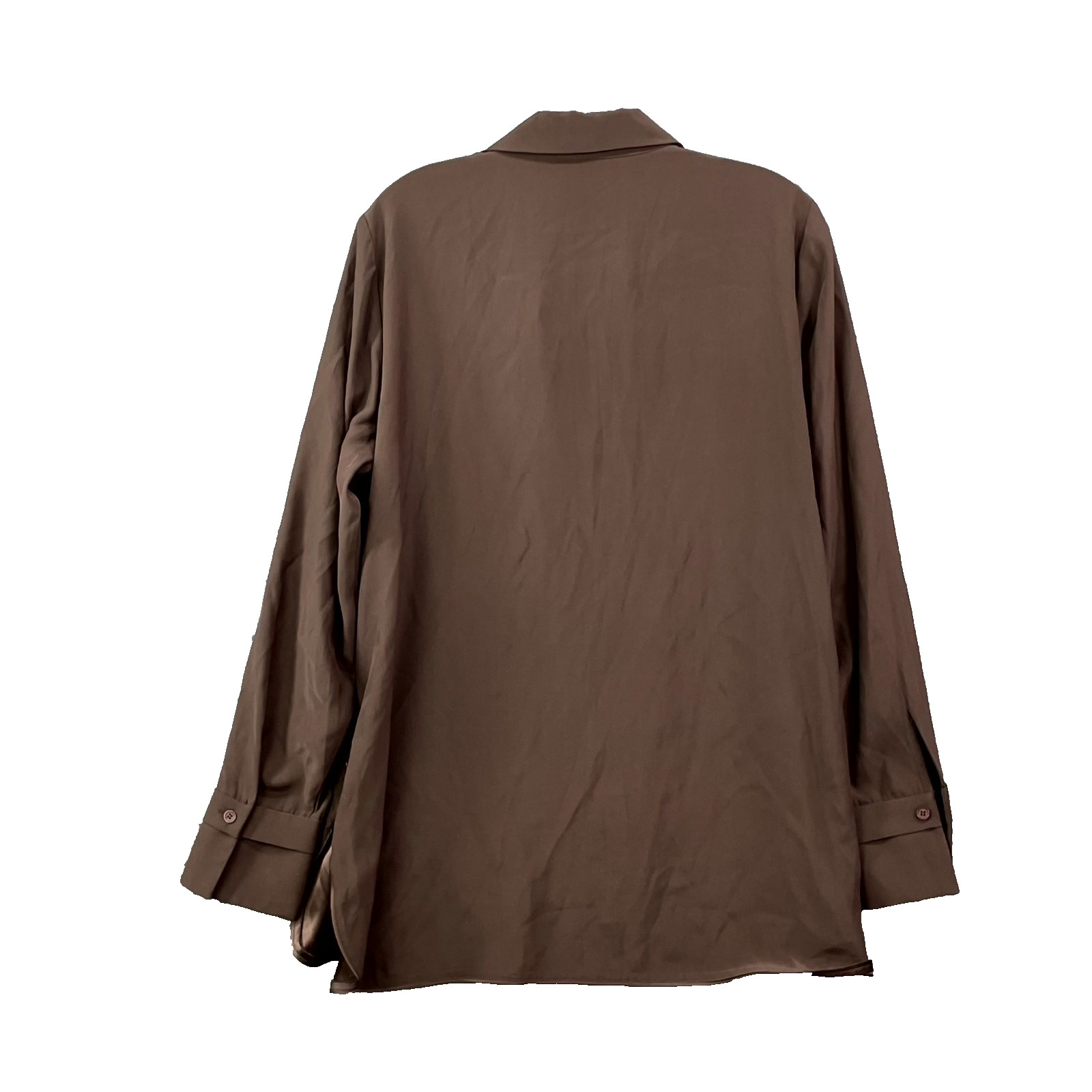 Lafayette 148 New York Tunic Blouse Top Womens Large Brown Silk Classic Academia