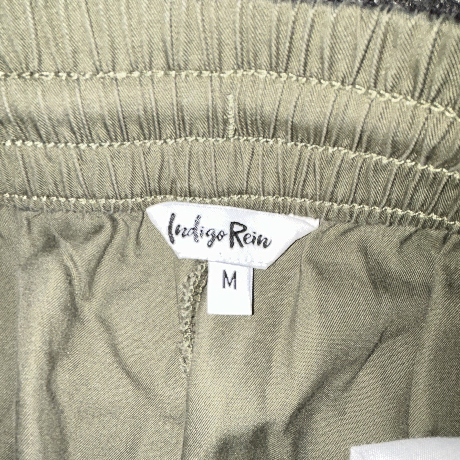 Indigo Rein Women’s Green Cargo Jogger Pants Pockets Elastic Waist Size M