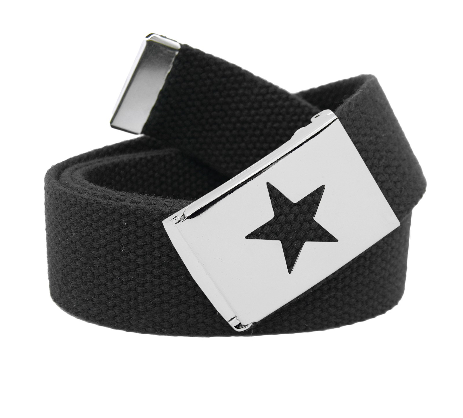 Build A Belt Men’s Star Silver Flip Top 1.25″ Wide Buckle with Canvas Web Belt