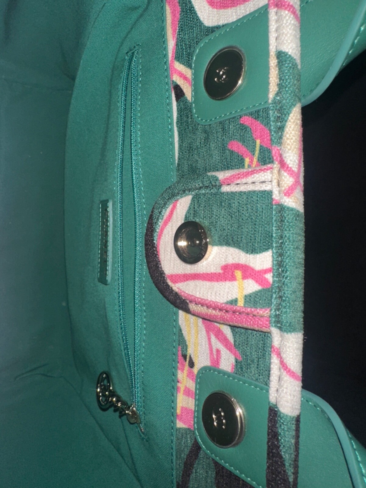 New 23A CHANEL LARGE Shopping Deauville Tote Pink Lilly Green Black + Pouch Bag