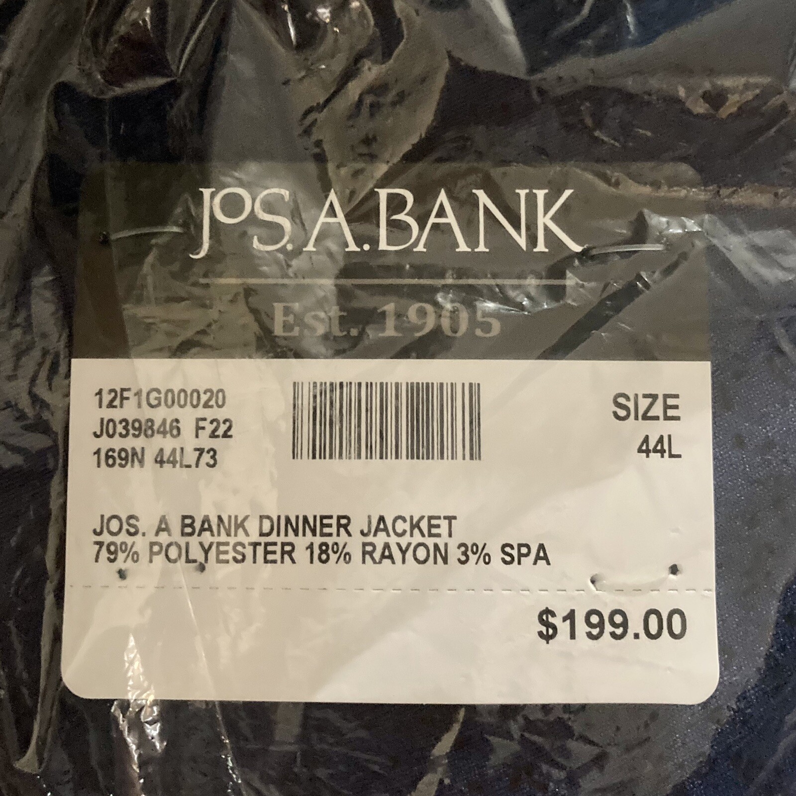 JOS A BANK Jacquard Dinner Jacket Satin Shawl Lapel Blazer 44L C080654