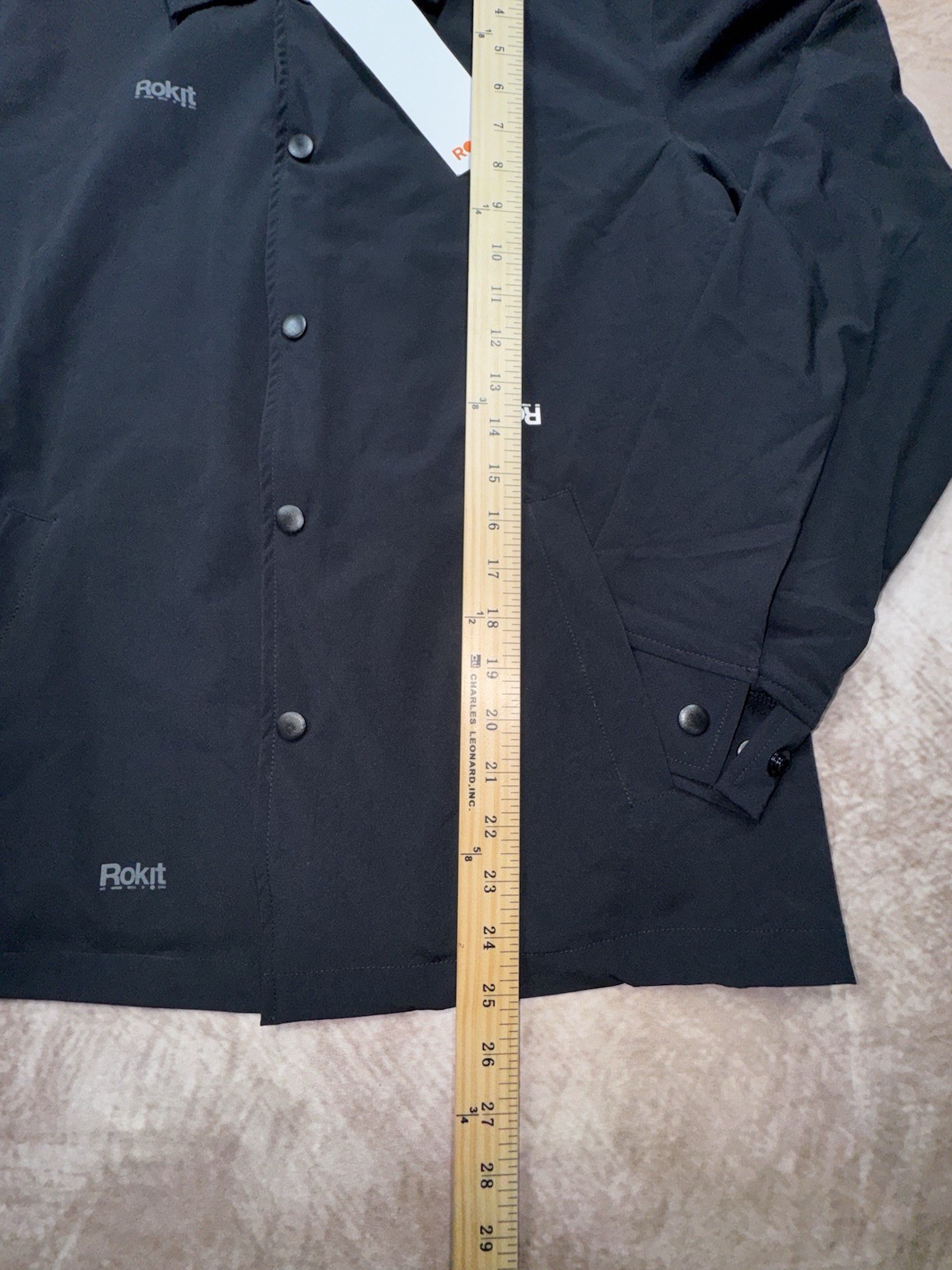 ROKIT Mens Core Lightweight Jacket with Screen Printed Logo Black Small NWT