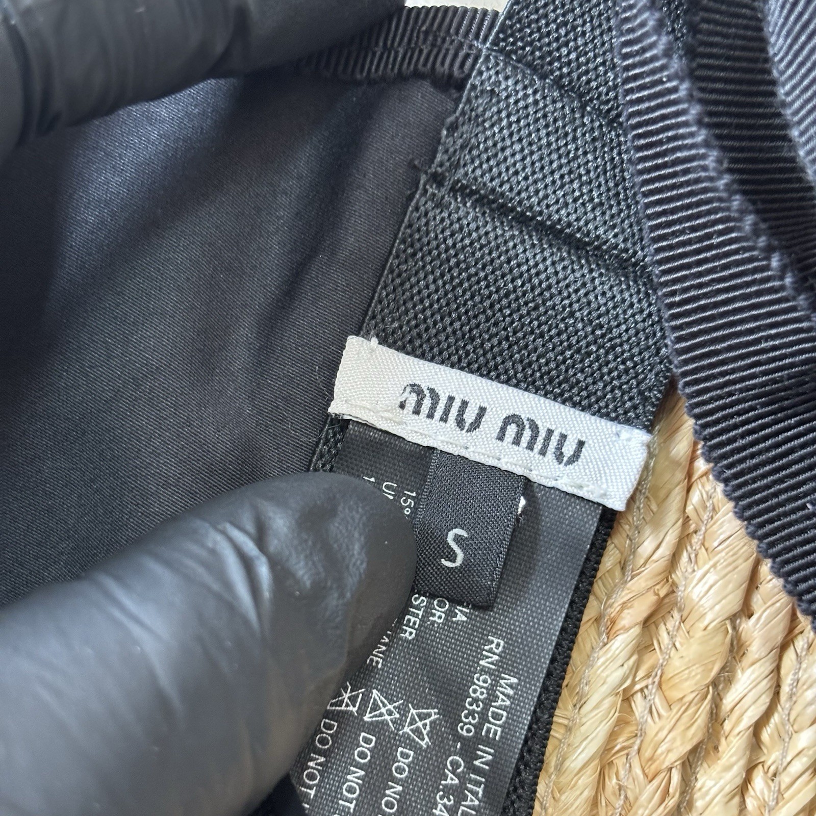 Miu Miu Glitter Sun Visor Hat Silver Black Straw Vintage Archive Italy Y2K S