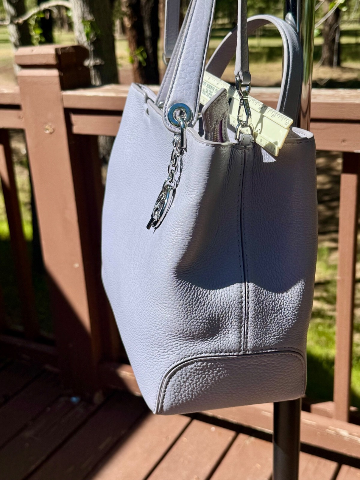 Michael Kors Anabelle Lg leather Lilac tote double handles detach. strap w/tags
