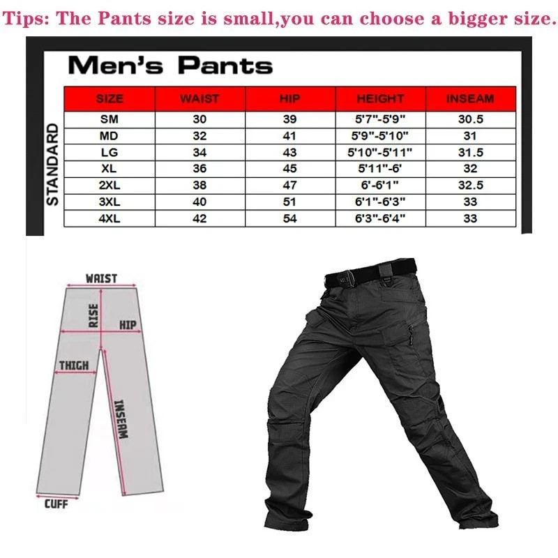 Men Cargo Pants Soldier Straight-fit Tactical Work Combat Trousers Outdoor AA