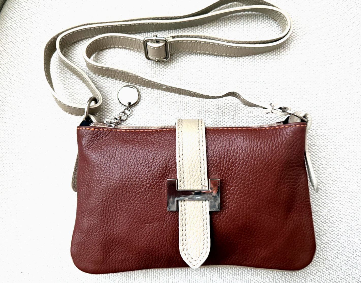 Vera Pelle Purse Brown Italian Leather Crossbody