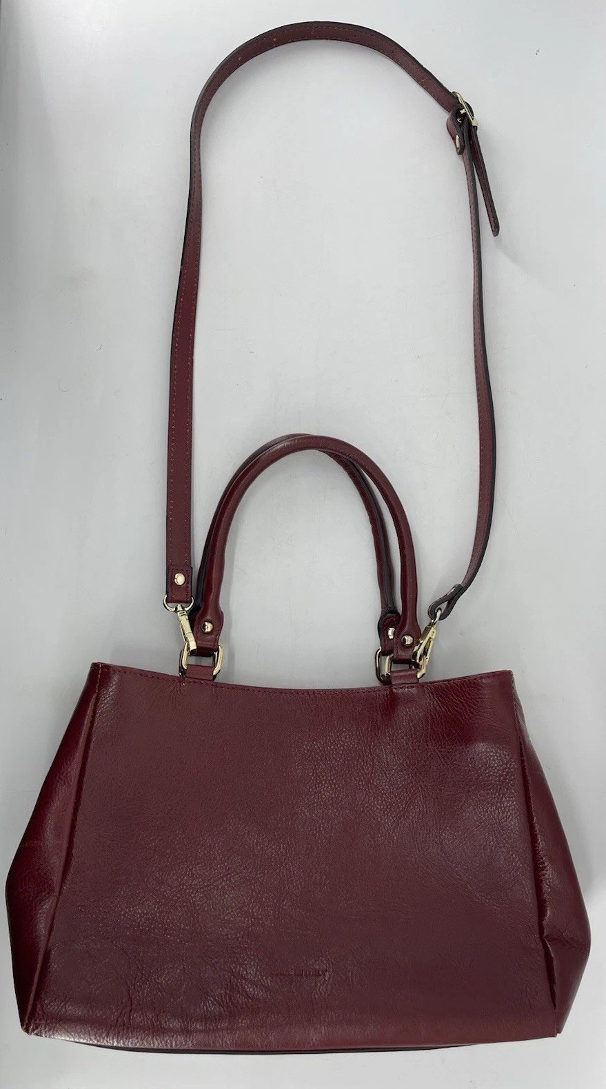 Divina Firenze Large Burgundy Red Leather Cross Body Shoulder Hand Bag Purse