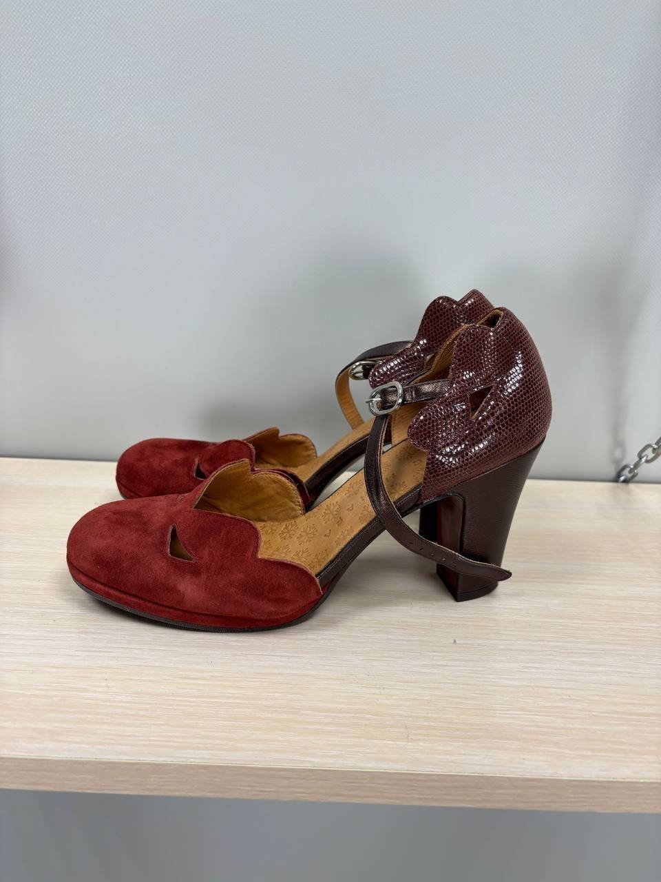 Womens heels Chie Mihara Size 37 1/2 Color Burgundy Duties Paid (USA)