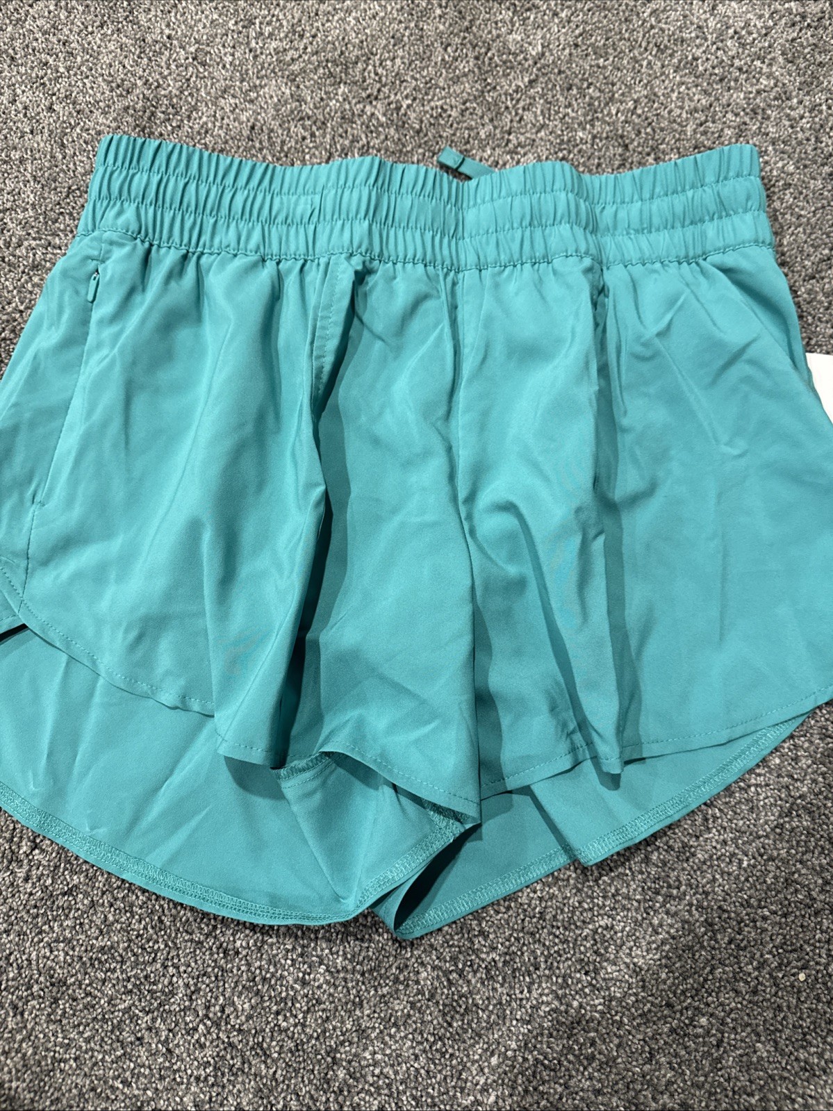 All in Motion Women’s Size Medium Woven Mid Rise Run Shorts 3″ Teal