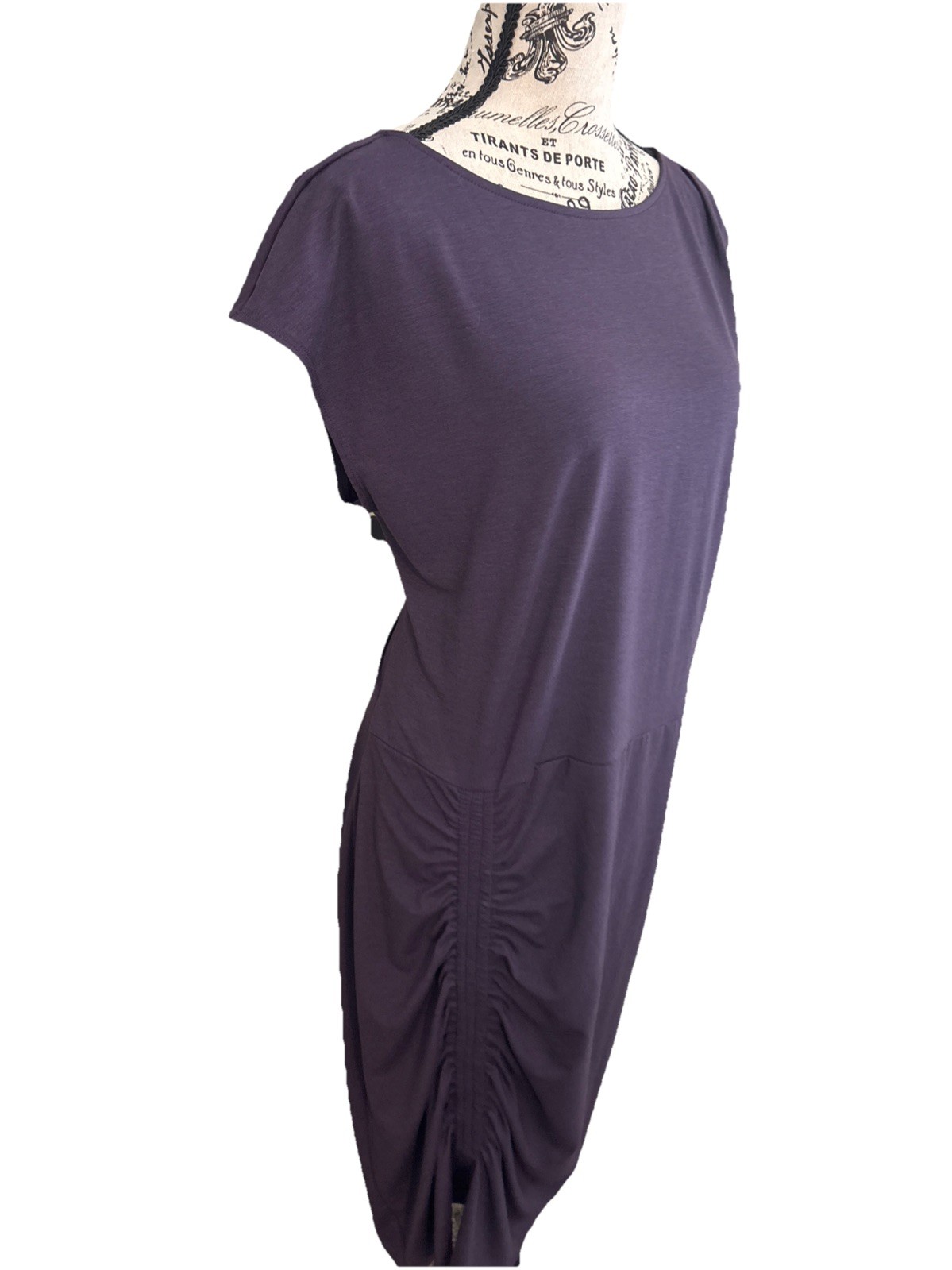 Trouvé Eggplant Side Ruched Sz 2XL Dress Pleated New Purple Night Casual Comfort