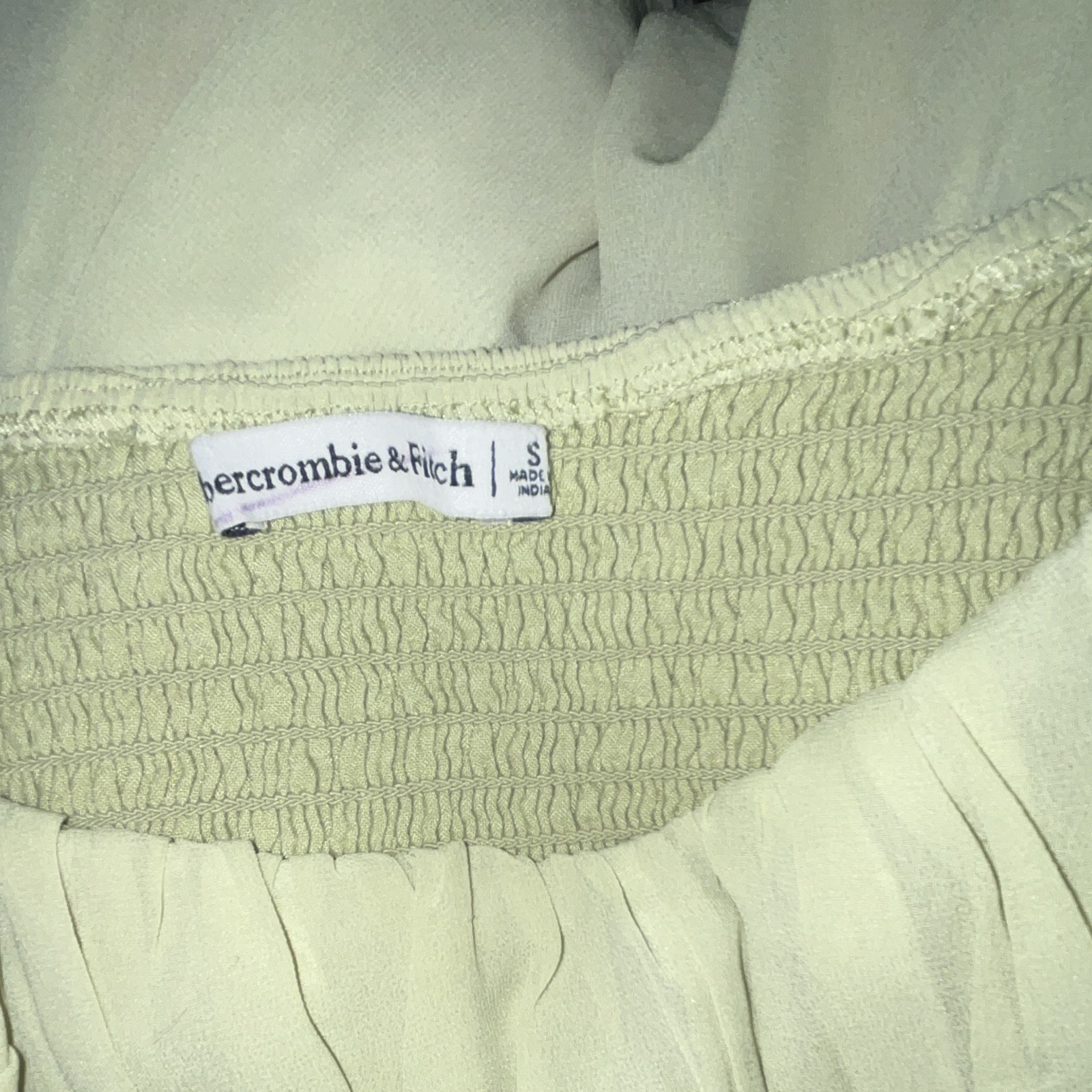 Abercrombie & Fitch Light Green Smocked Strappy Maxi Dress Square Neck S F12