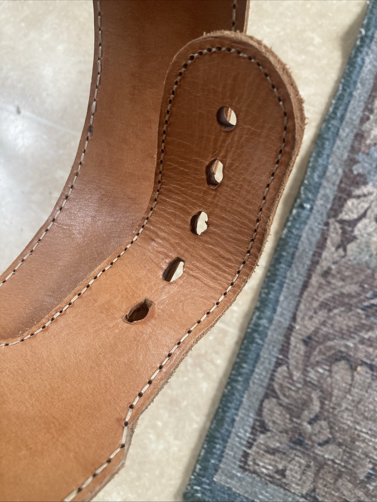 vintage HAND TOOLED belt Size 46 brown Genuine leather 2-3/4 Inch Wide