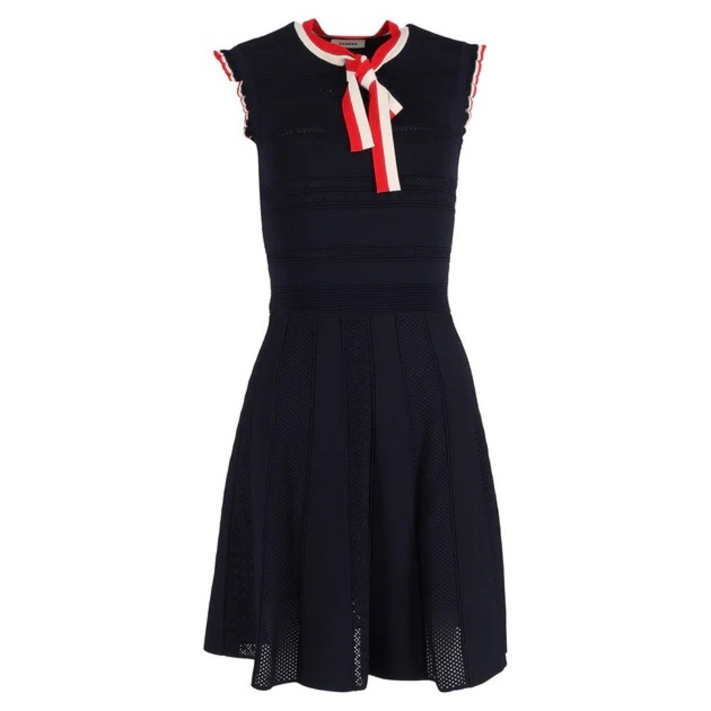 SANDRO PARIS FIDELIA DRESS Knitted Ribbon size 38 retail 385 G2U
