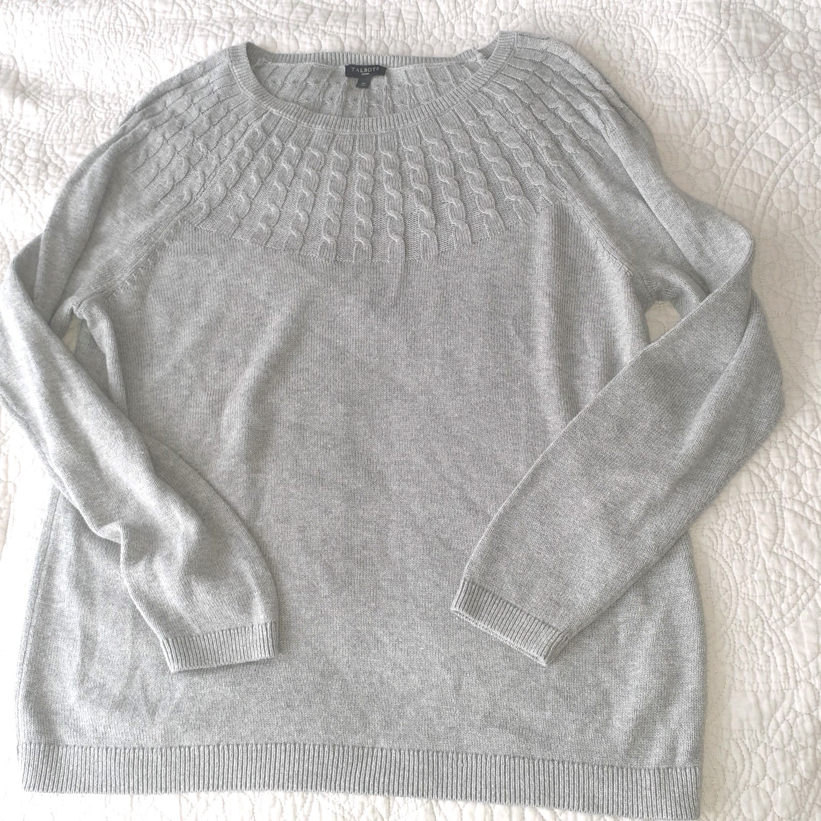 Talbots Womens size 1x 5% Cashmere. cotton blend gray sweater VGUC