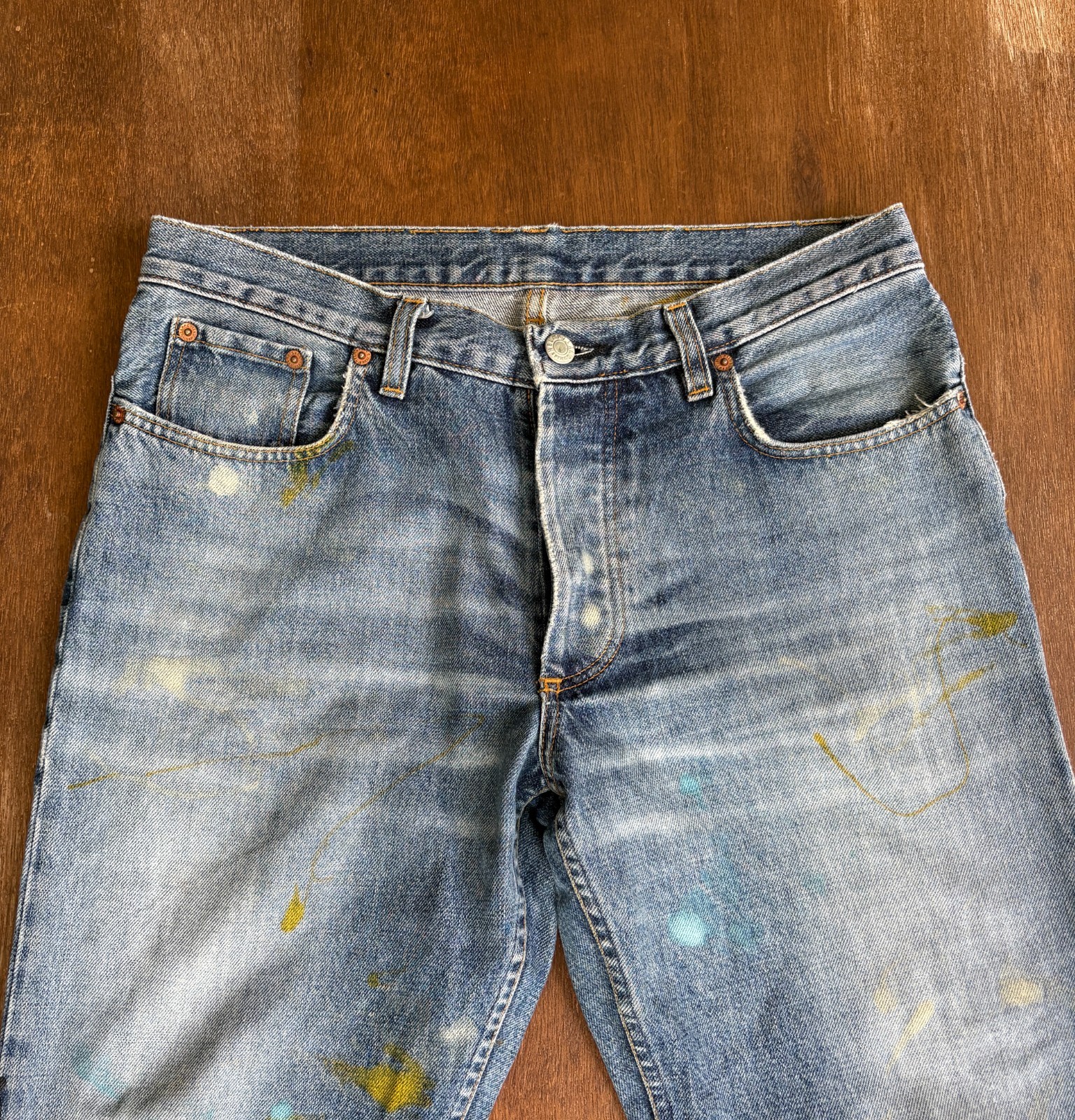 HELMUT LANG Paint Splatter 1998 Washed Denim Made in Italy