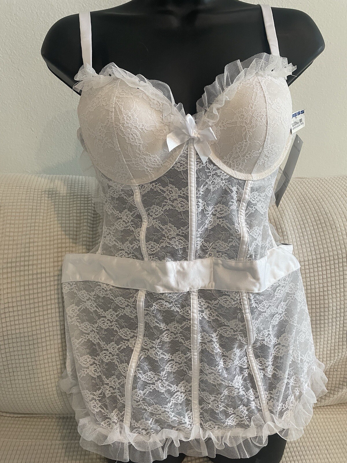 Kathy Ireland Intimates Large NWT White Lace Bridal Lingerie Wedding Honeymoon
