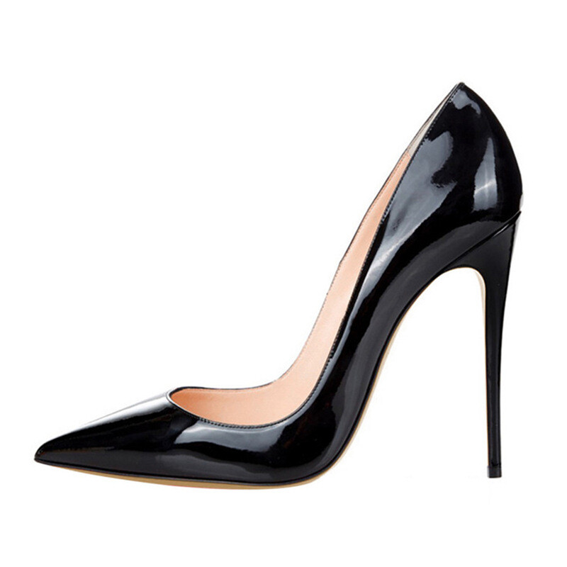 Women 12cm High Heel Shiny Leather Shoes Slip on Fashion Evening Prom Shoes Size