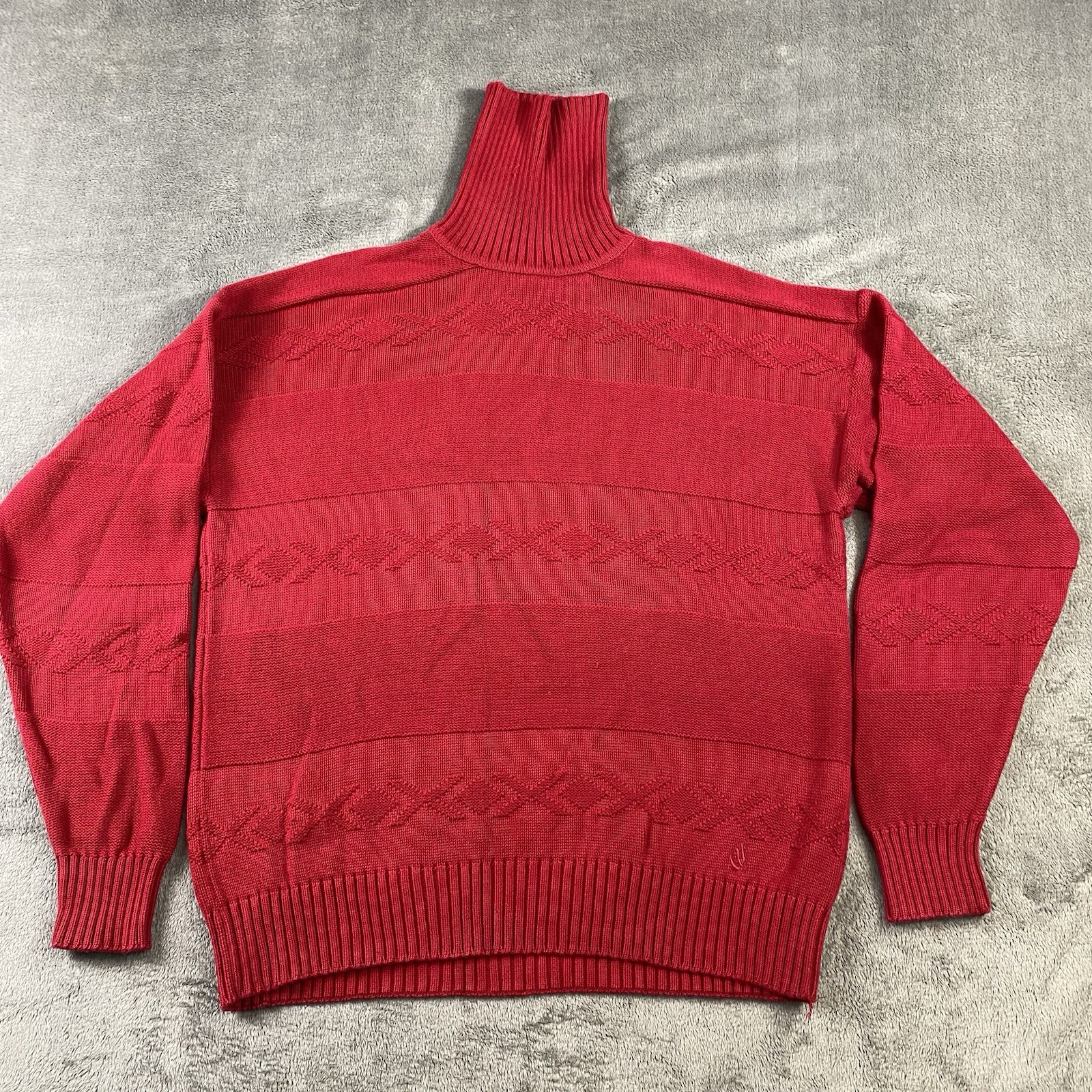 NAUTICA Sweater Mens L Turtleneck Cable Knit 100% Cotton Fisherman 90s Y2k VTG
