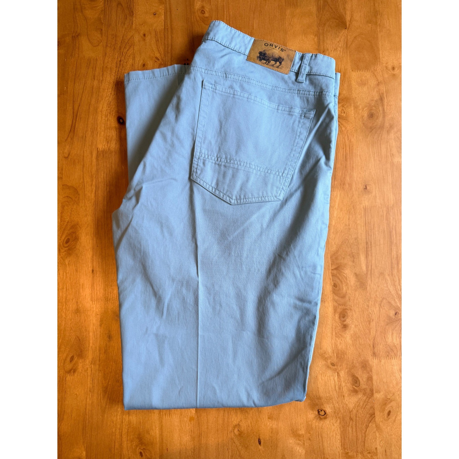 Orvis Mens Light Blue Fine Wale Corduroy Five Pocket Pants 38×32 Straight Leg