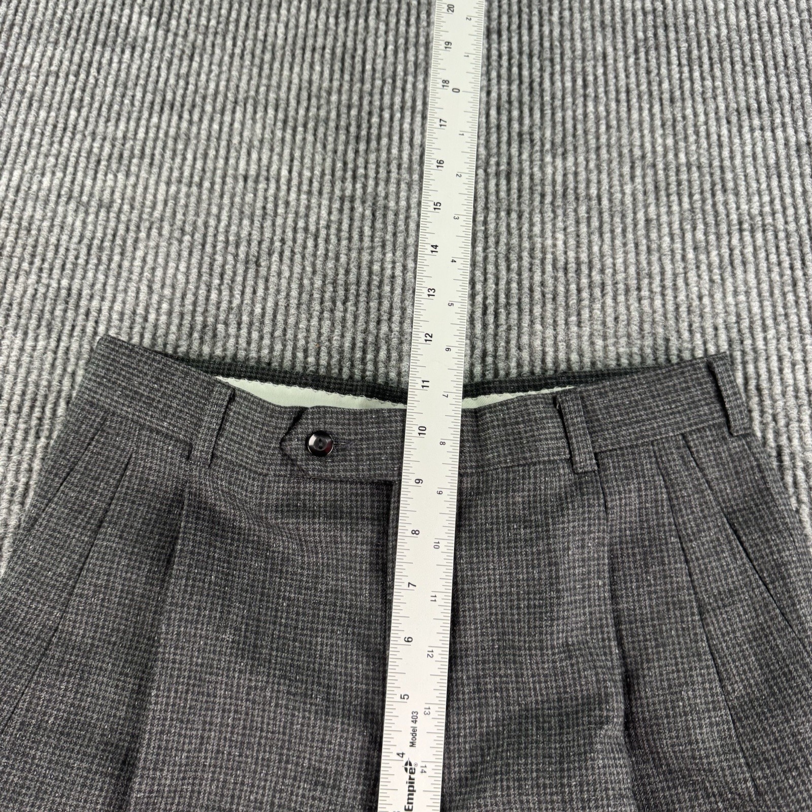 Vintage Pierre Cardin Suit 40 Gray Wool Nailhead Double Breasted Pleated 28×30
