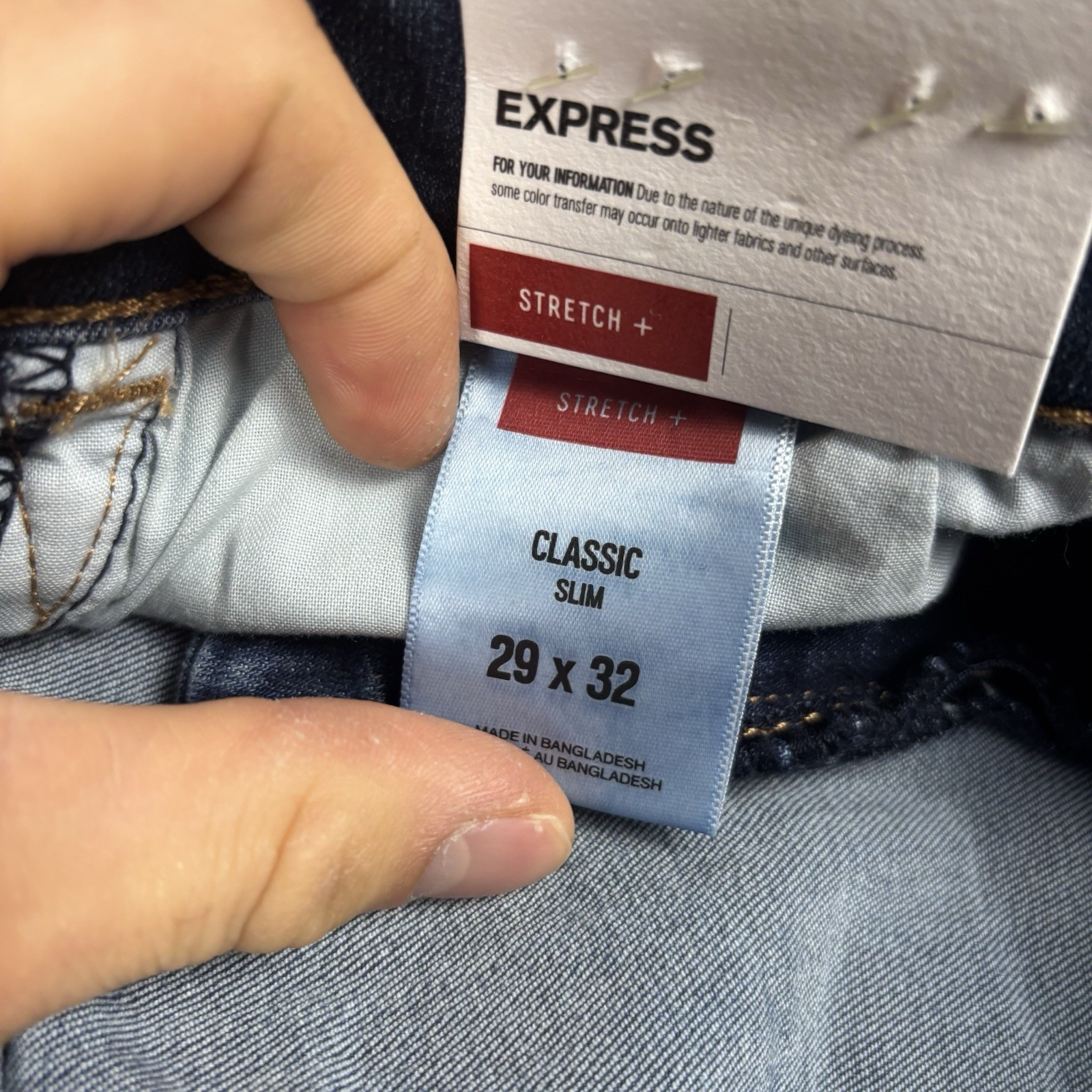 Express Mens Jeans ACTUAL 31×32 Classic Slim Stretch Blue Denim TAG 29×32
