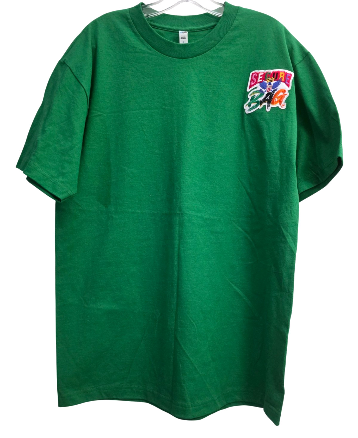 Secure The Bag Tee Styled Shirt Mens Large Green Embroidered Streetwear Tee