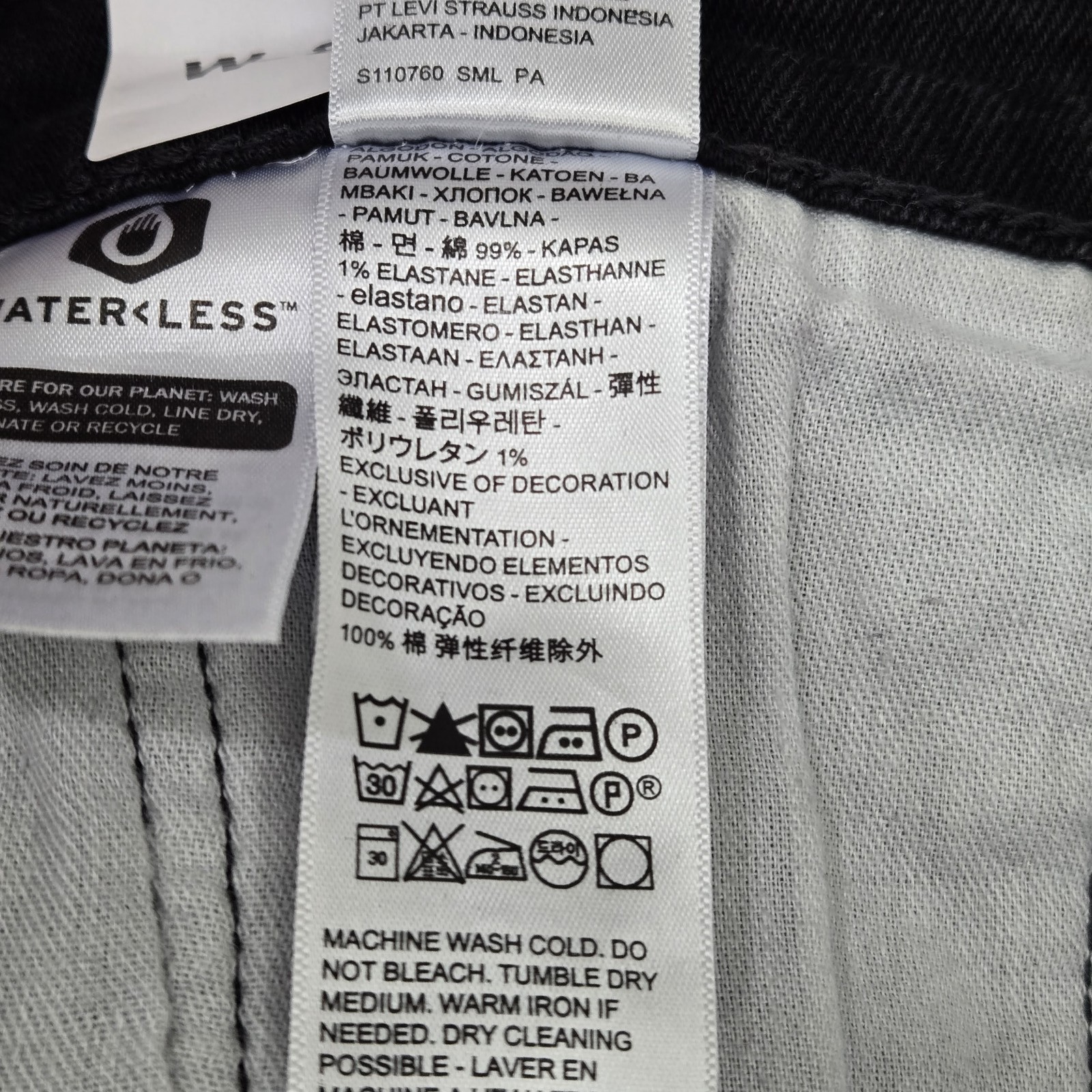 Levi’s 510 Men Jeans 34X32 Black Denim Skinny Fit 29″ Inseam Mid Rise Pockets