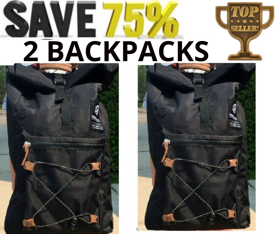 LOT 2 BACKPACK COLOR BLACK 21″ BAG school,travel camping Backpack OUTDOOR NWT
