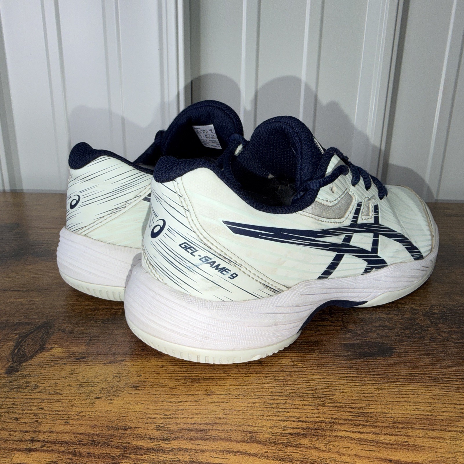 ASICS Shoes Men’s Size 5 Gel Game 9 Pickleball Shoes White Navy Blue Read