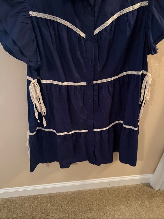 Chic Soul navy tier lace trim cotton dress size 3X