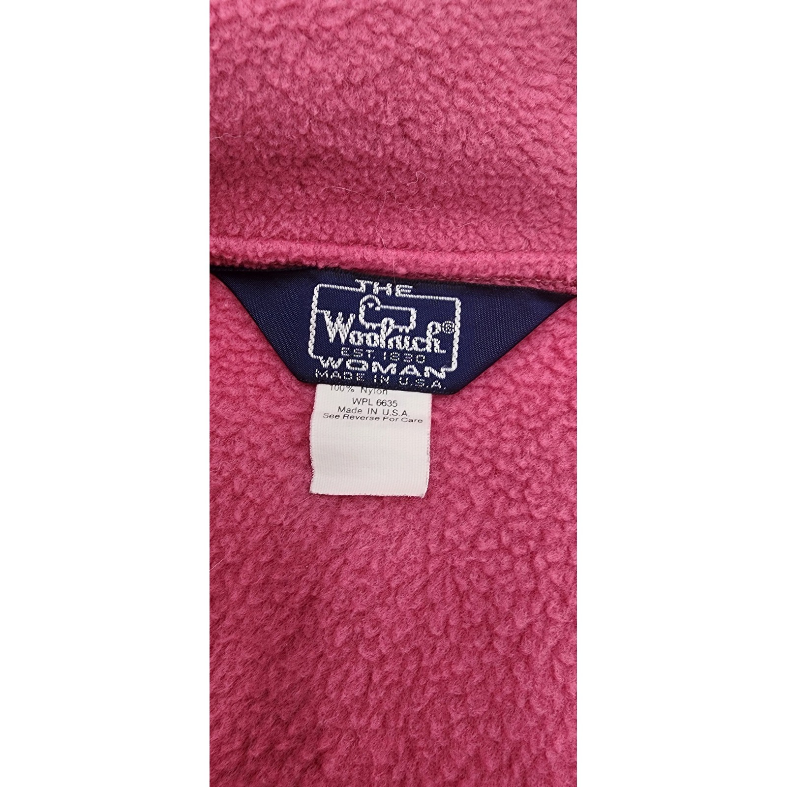 Vintage Woolrich Fleece Jacket Small Pink Made in USA Full Snap Front 90s Retro