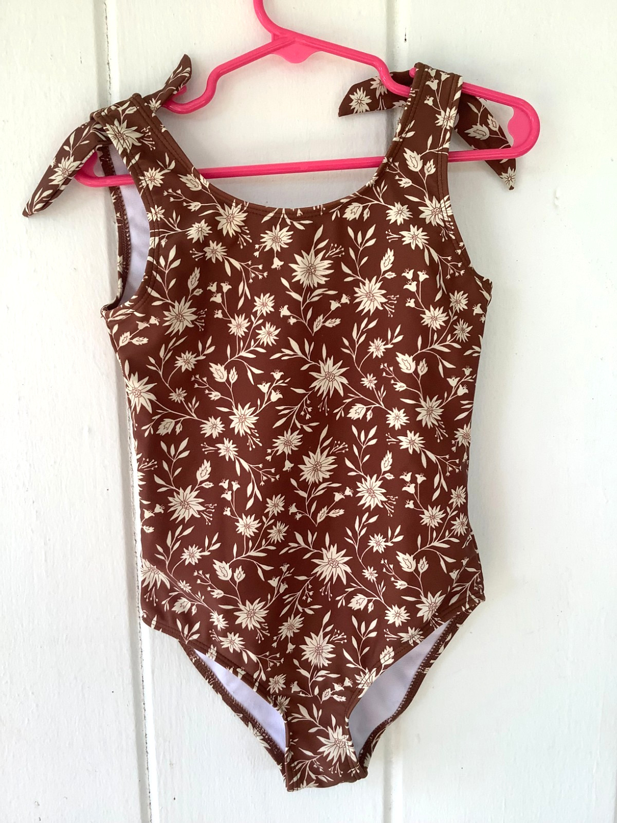 RYLEE +CRU Girls One Piece Swimsuit Floral Pattern Trim Size 6-7
