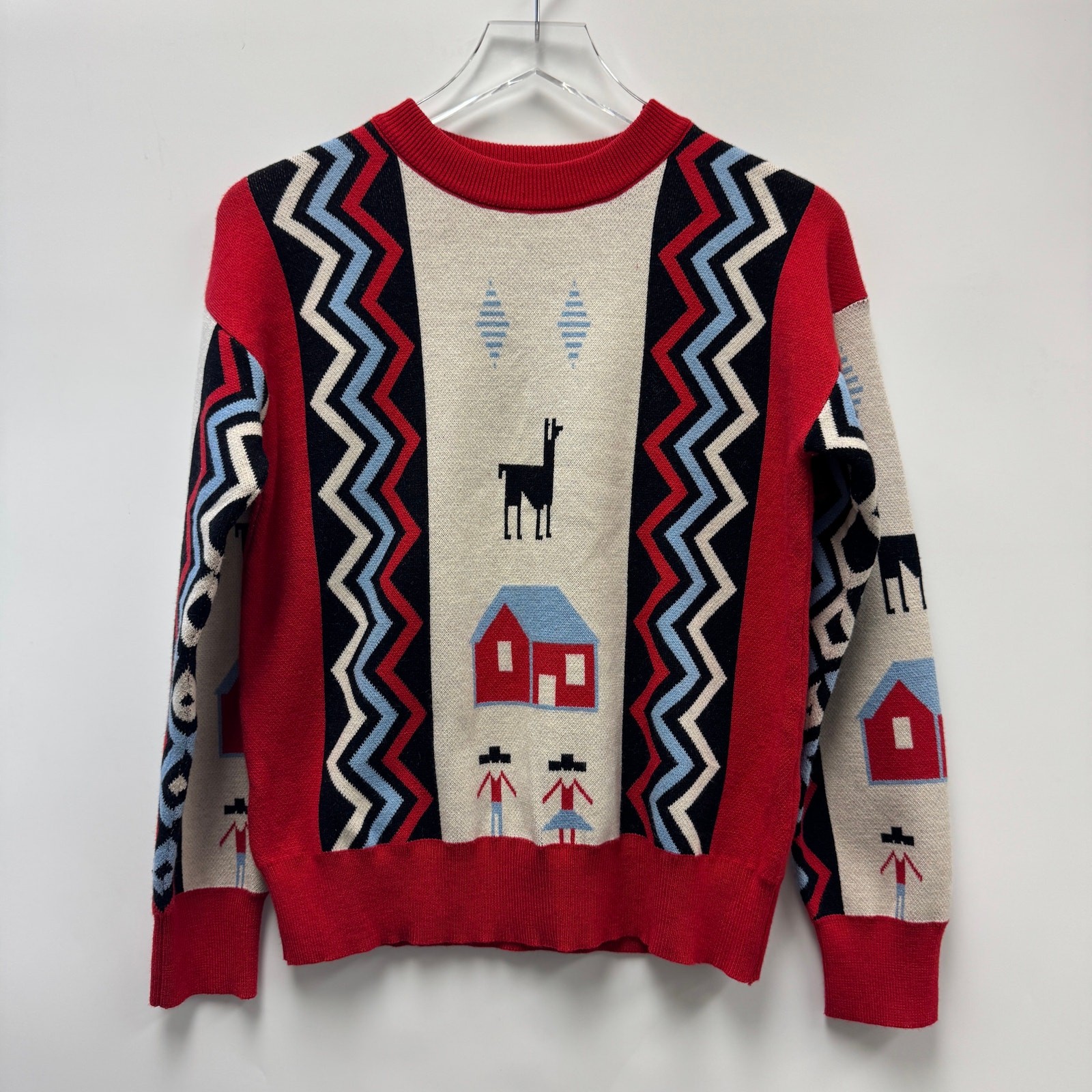 Southwestern Western Cowboy Novelty Print Crewneck Sweater Sz S/M