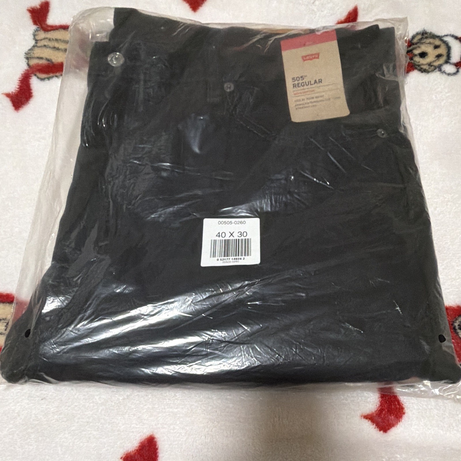 Levi’s Men’s 505 Regular Fit Black Dark Wash Straight Jeans 5-Pocket Cotton