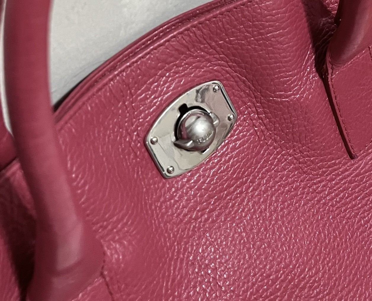 FURLA Appaloosa Bag Raspberry/Dark Pink Pebbled Leather 14×12.5×5.5” Large EUC