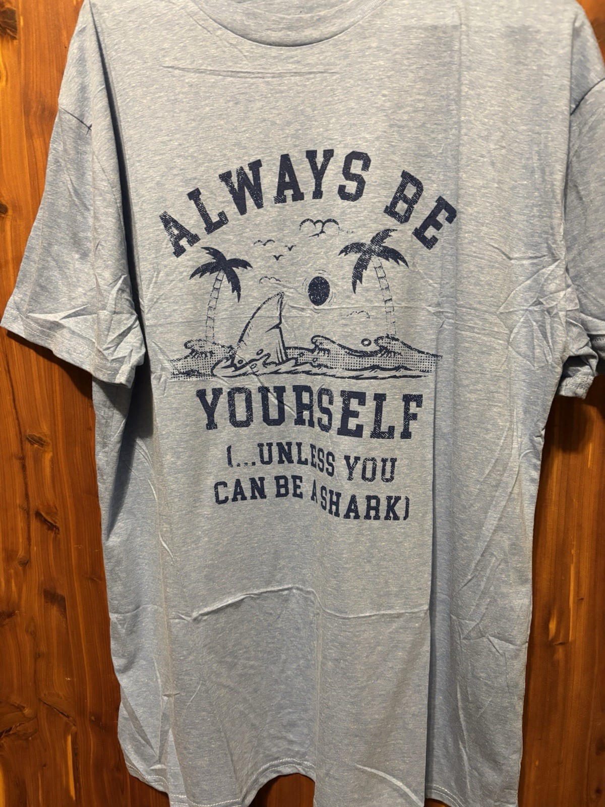 Graphic Shark Tee Funny cute Light blue by Crazy Dog size Large
