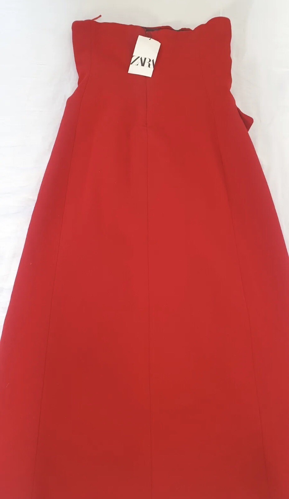 ZARA RED STRAPLESS DRESS WITH POCKETS SIZE XS