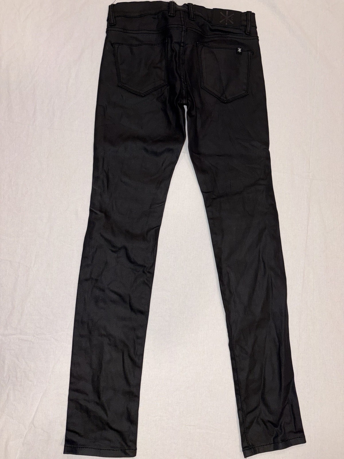Kill City Black Waxed Denim Jeans Mens 28×30 Skinny Moto Biker Punk Excellent Co
