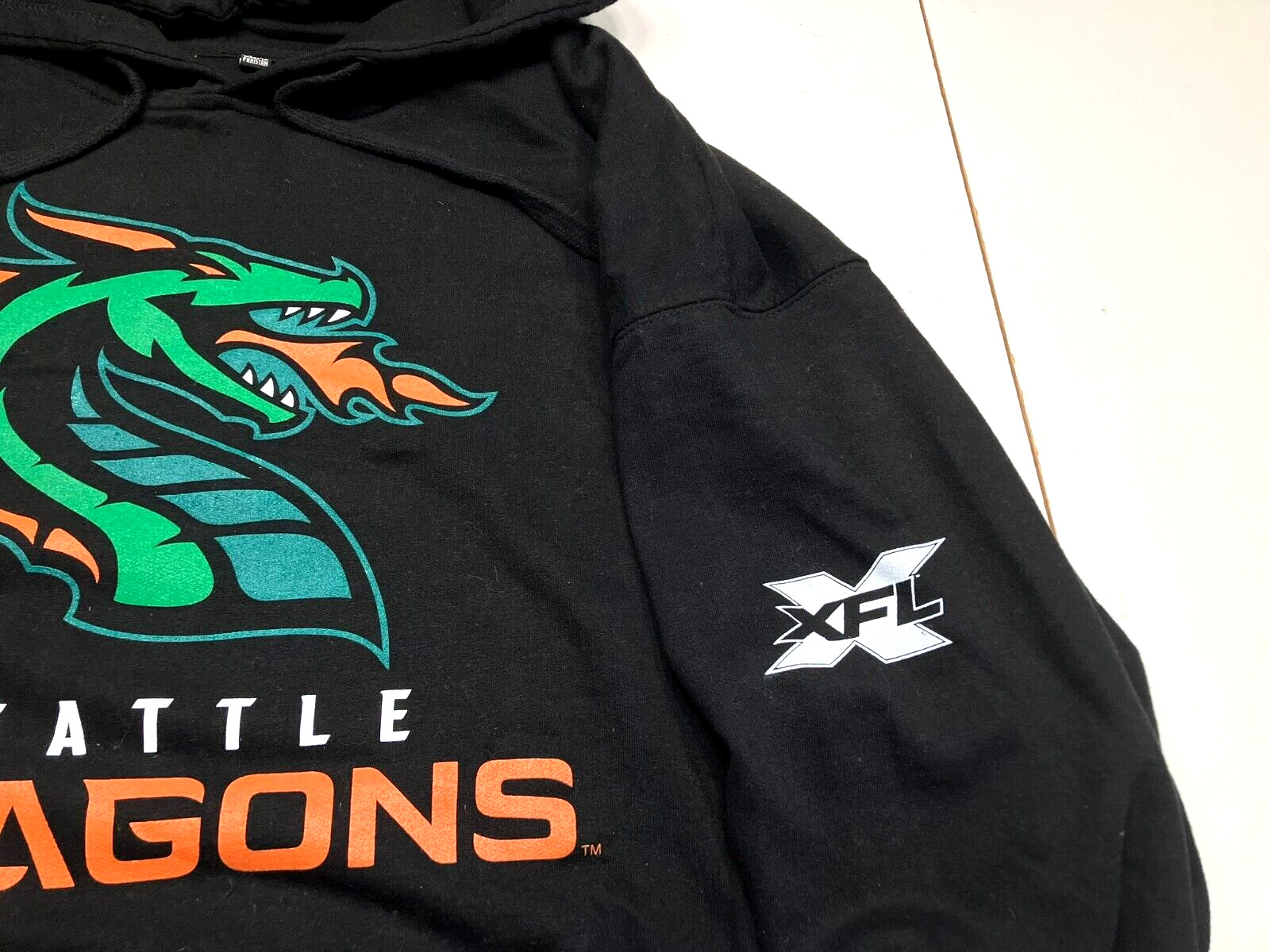 SEATTLE DRAGONS Black Warm XFL FOOTBALL HOODIE Team Fan Gym Sweatshirt Men’s XXL