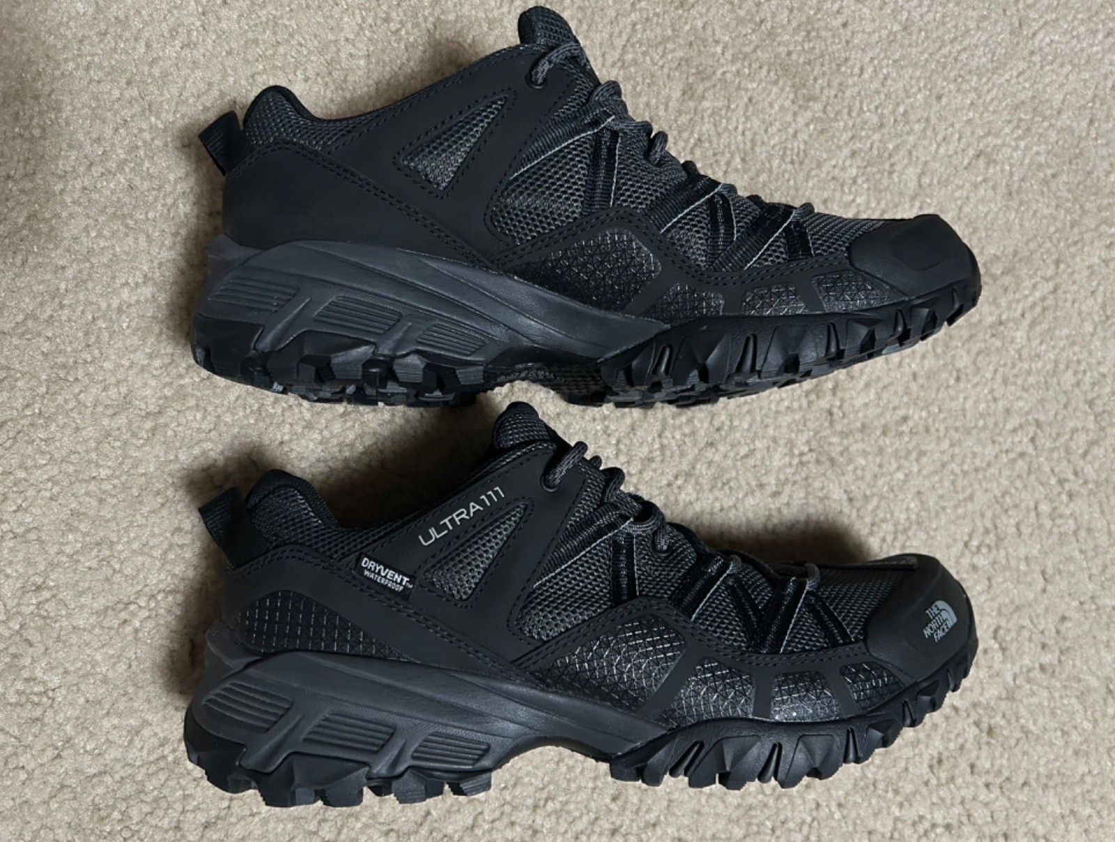 The North Face Ultra 111 Mens SIZE 10 Trail Hiking Shoes Dark Shadow Gray/Black