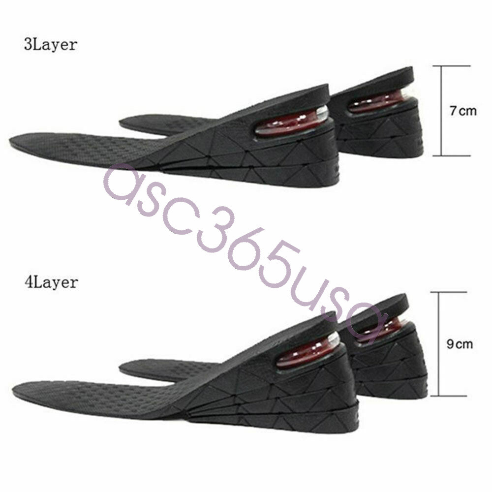 Adjust 4 Layer 9cm Unisex Shoe Lift Height Increase Heel Insole Insert Taller US