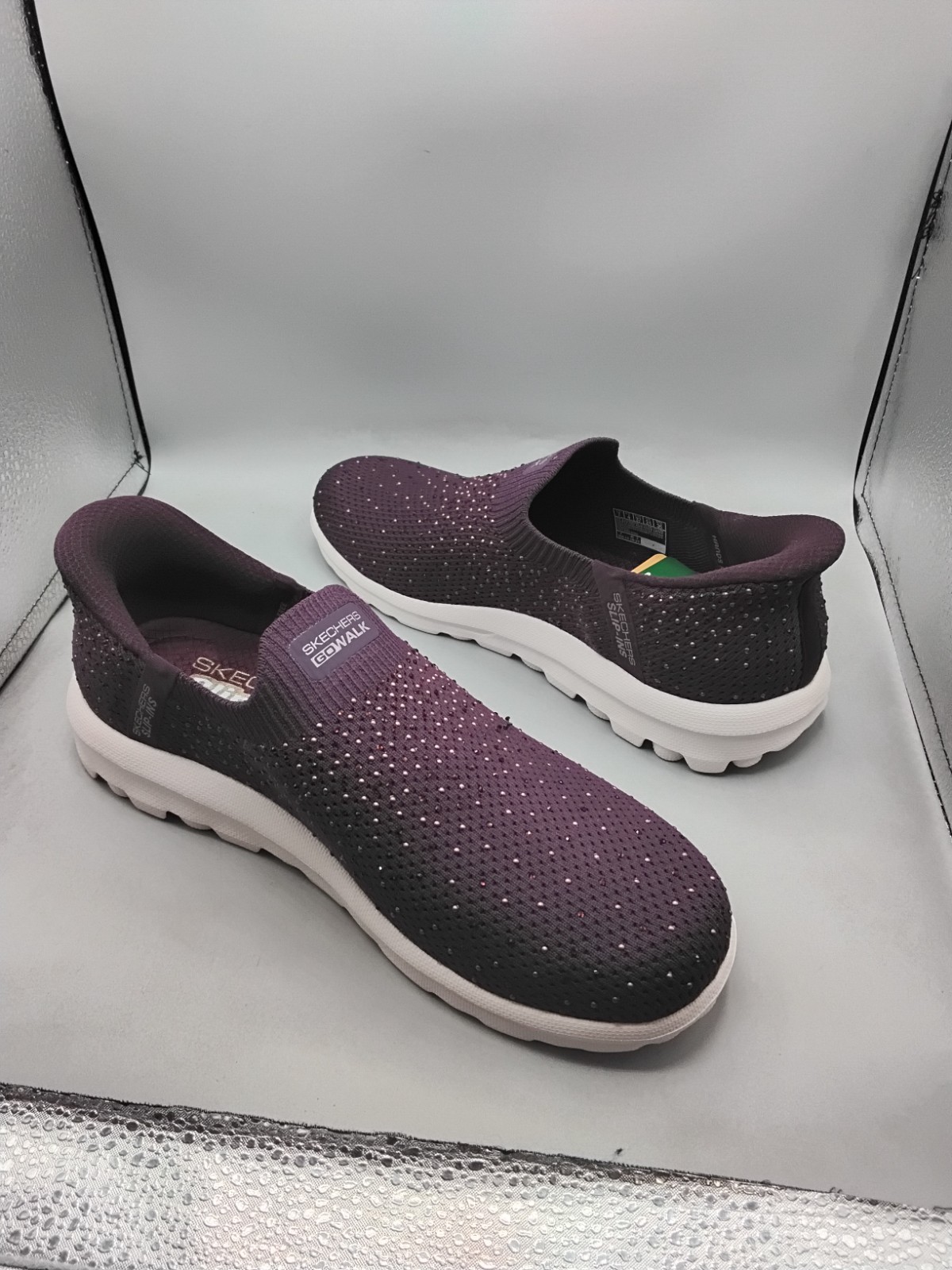Skechers Slip-ins GO WALK Travel Rhinestone Vegan Shoes – Amara 7EW Plum A218