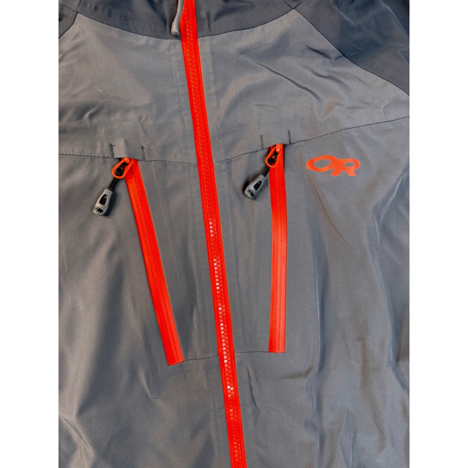 Outdoor Research Jacket Men XL Gray Orange Softshell Hooded Hikin Full Zip XL/TG