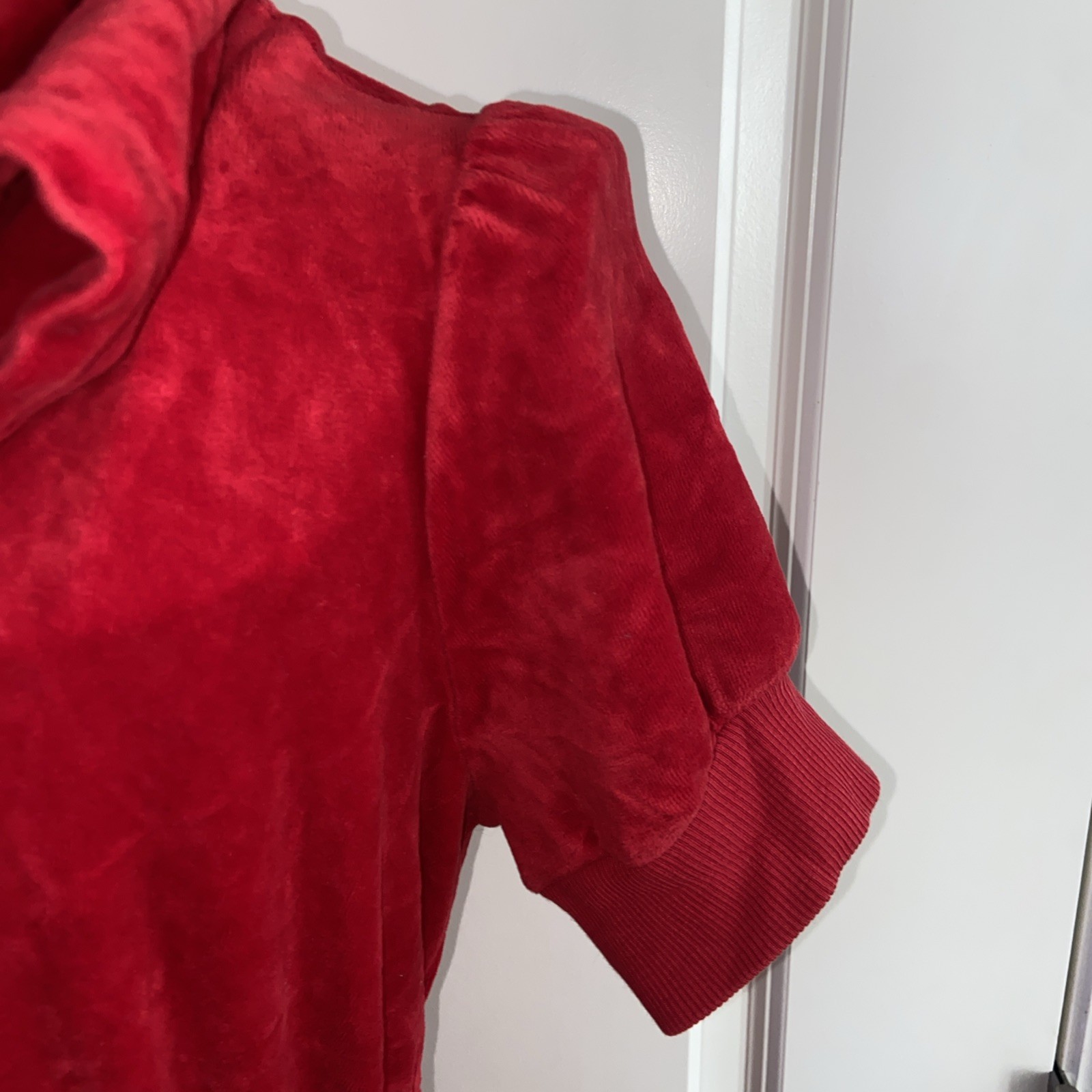 Y2K Juicy Couture Velour Red Hoodie Tunic Tie Bow Waist Long Dress Sz XL RARE