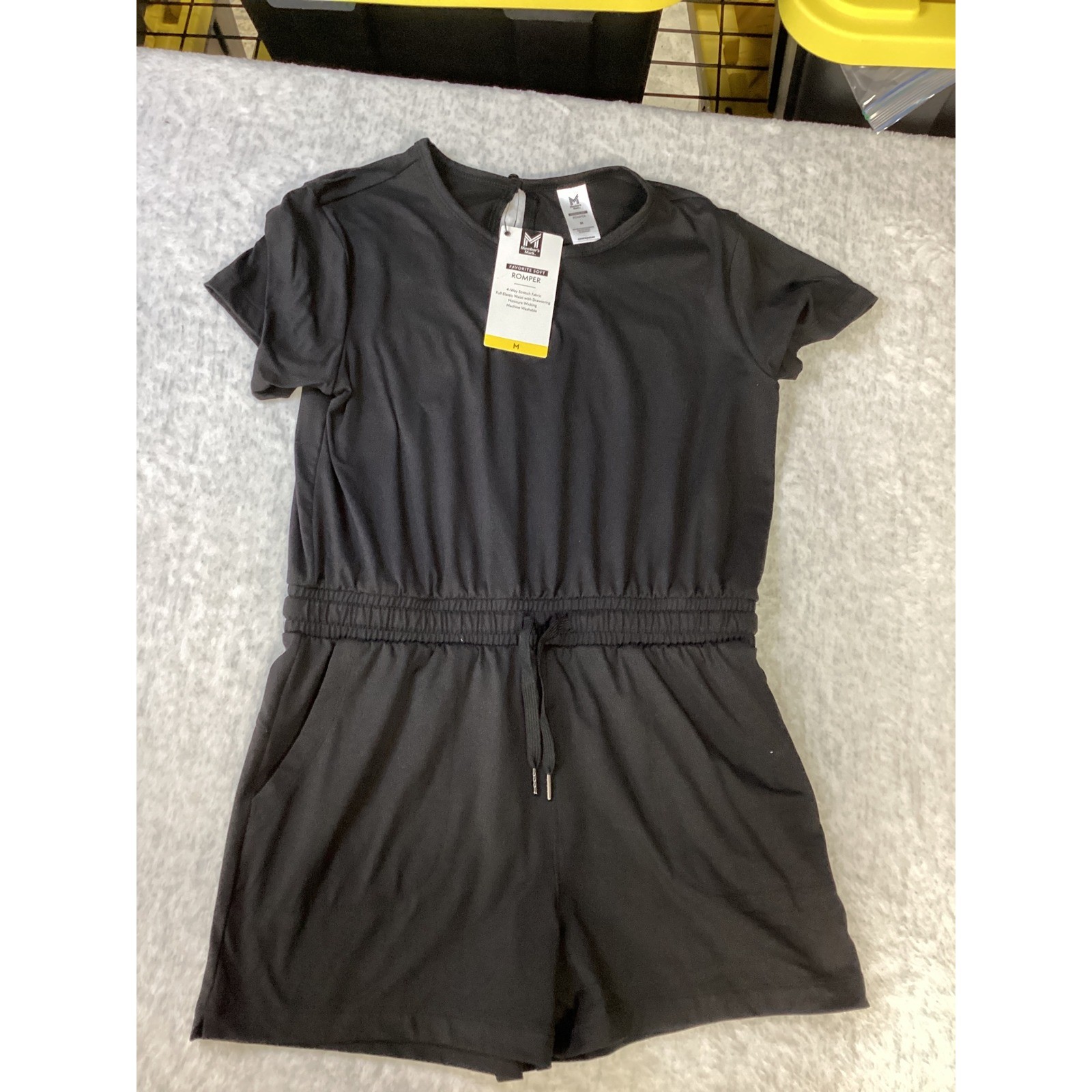 Members Mark Favorite Soft Romper Women Medium Black Short Sleeve Activewear NWT